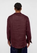 قميص لينين - عنابي - Image 4