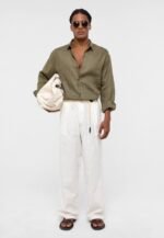 ⁦قميص لينين - زيتوني فاتح⁩ - الصورة ⁦3⁩