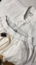 بنطلون قطن بحزام حبل - أبيض - Image 5